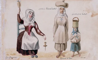 Sardinialaiset puvut Tissiltä, printti ms. 257, Cominotti Collection