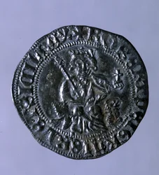 Napolin kuninkaan Robert I Anjoun (1275-1343) aikaan lyöty hopearaha.