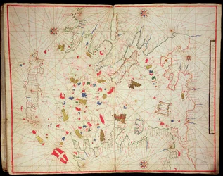 Egeanmeri, merenkulkuatlasista, 1646 (muste vellum) (katso myös 330940)