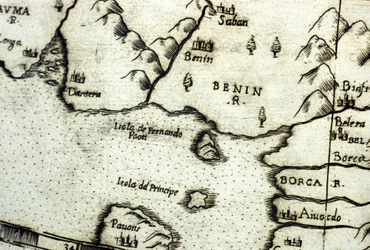 Benininlahti (entinen Dahomey), osa Guineanlahtea Urbano Monten kartan perusteella