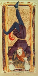 Hirtetty, tarotkortti "Kaarle VI"- eli "Gringonneur"-pakasta