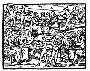 The Witches Sabbath, kopio Fr M Guacciuksen, Milano 1608, Compendium Maleficarum -kuvasta, käytetty Taikuuden historiassa, julkaistu 1800-luvun lopulla.