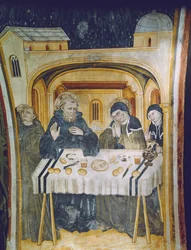 Sateen ihme St. Scholastican väliintulon jälkeen aterian aikana hänen veljensä St. Benedictin kanssa