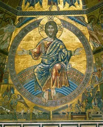 Kristus Pantokrator mandorlassa Baptisteriumin kupolista, Firenze (mosaiikki).