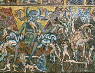 Viimeinen tuomio: Saatana nielee kadotetut (mosaiikki).
