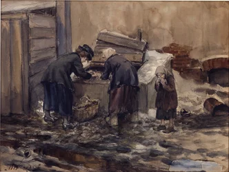 Nälkävuodet Petrogradissa, Vladimirov, Ivan Aleksejevitš (1869-1947). Akvarelli, guassi paperille