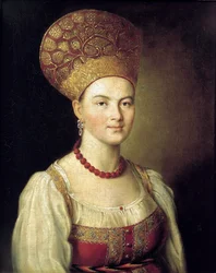 "Naisen muotokuva venäläisessä mekossa", 1784