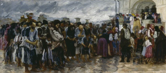 Kerjäläisiä kirkossa, 1889