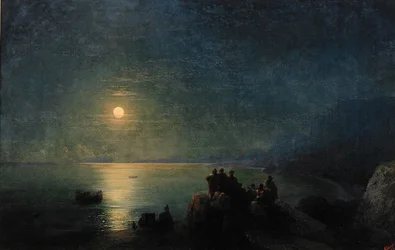 Antiikin kreikkalaisia runoilijoita veden äärellä kuunvalossa, 1886