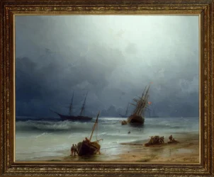 Merenkulkua myrskyisellä merellä rannalta nähtynä, 1871