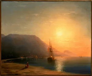 Sonnenuntergang vor Ajudag an der Krimküste