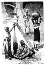 Sudanin arabit ja naispuolinen Shilluk-orja, Sudan, 1895.