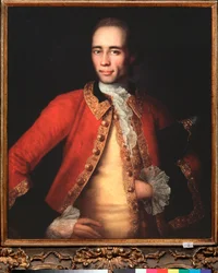 Muotokuva kirjailijasta ja kääntäjästä M Begichev - maalaus Ivan Yakovlevich Vishnyakov (Vishniakov) (1699-1761), öljy kankaalle