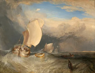 Kalastusveneet Hucksterien kanssa neuvottelemassa kalasta, 183738.