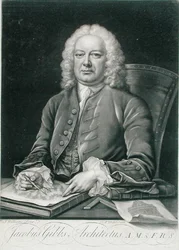 James Gibbsin (1682-1754) muotokuva, kaiverrus James McArdell (n. 1729-65) (kaiverrus)
