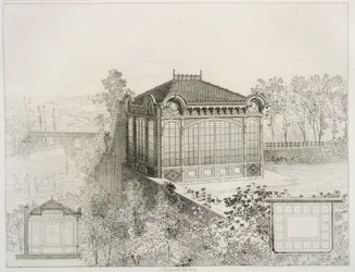 Puutarhapaviljongin suunnitelmat ja korkeus, n.1880