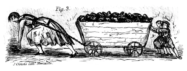 Naiset ja lapset hiiliputtaajat, Keski- ja Itä-Lothian, Skotlanti, 1848