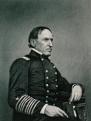 David Glasgow Farragut (1801-70), kaiverrettu William G. Jackmanin (fl.c.1840-60) valokuvan jälkeen (kaiverrus)