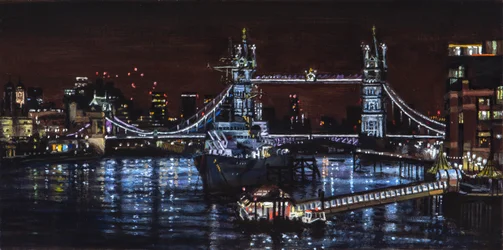 HMS Belfast yöllä, 2000 (öljymaalaus)