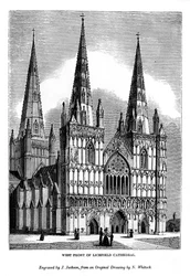 Lichfieldin katedraalin länsirintama, 1843