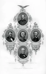Unionin sisällissotamiraalit Winslow, Goldsborough, Du Pont, Dahlgren ja Stringham, 1862-1867.