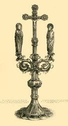 Haaroittunut alttariristi, 1300-1500-luku, 1881.