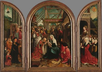 Triptyykki, jossa on tietäjien palvonta