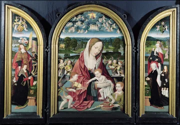 Neitsyt ja lapsi musiikkia tekevien enkelien ja Sampsons-Coolenin perheen kanssa, Triptyykki, 1500-1525
