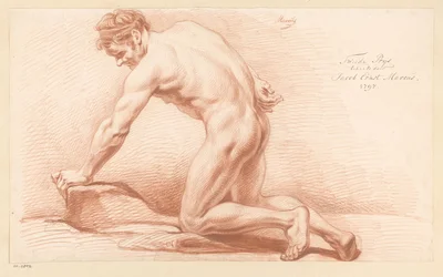 Polvistuva alaston mies, sivukuva (2. palkinto 1797)