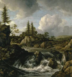 Maisema ja vesiputous, noin 1660
