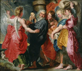 Lootin ja hänen perheensä pako Sodomasta Rubensin mukaan, n. 1618