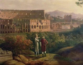 Johann Wolfgang von Goethe (1749-1832) vierailee Colosseumissa Roomassa, n. 1790