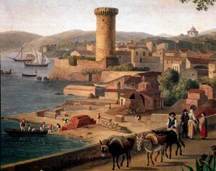 Gaetan (Gaete) maisema ja tiilitehdas. Yksityiskohta. 1700-luvun loppu. Napoli, Museo Nazionale di San Martino