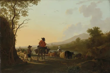 Maisema karjankuljettajan ja paimenen kanssa, n. 1780-1785