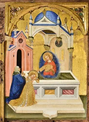 Lucia rukoilee Pyhän Agathan haudalla, n. 1410.
