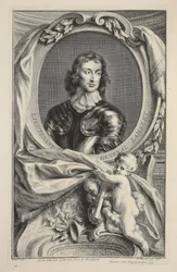 Kenraaliluutnantti Lambertin muotokuva, kuvitus teoksesta "Heads of Illustrious Persons of Great Britain", julkaisija Knapton, Lontoo 1742.