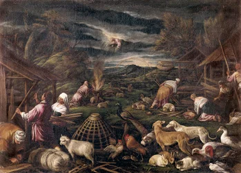 Ei tulvan jälkeen. Jacopo da Ponten maalaus, nimeltään Jacopo Bassano (1515-1592)