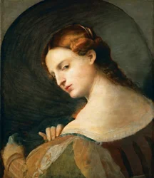 Portrait de jeune femme de profil - Nuoren naisen muotokuva profiilissa, kirjoittanut Palma il Vecchio, Jacopo, vanhempi (1480-1528). Öljy puulle, c. 1520. Mitat : 49x42,4 cm. Taidehistoriallinen museo, Vienne