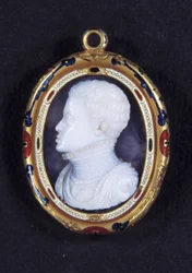 Espanjan prinssi Don Carlosin (1545-1568) muotokuva. Calcedony medaljonki