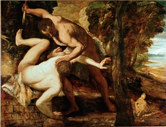 Kain surmaa Abelin, 1550-1553. 149 x 196 cm. Galleria dell