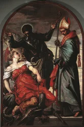 St George, prinsessa ja st Louis - öljy kankaalle
