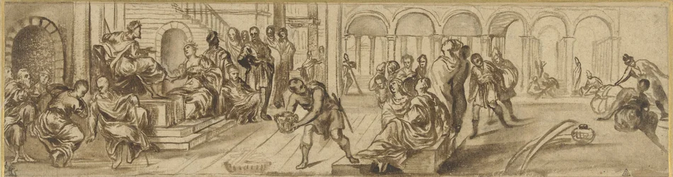 Salomo ja Saaban kuningatar, noin 1600 (kynä paperille).