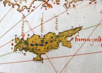 Kypros, renessanssiajan Euroopan kartta, Jacopo Russon mukaan, 1528