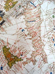 Italia ja Sisilia renessanssiajan Euroopan kartassa, Jacopo Russon mukaan, 1528