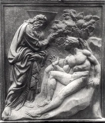 Adamin luominen, paneeli Porta Magnasta, n. 1430 (marmori)
