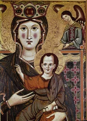 Neitsyt ja lapsi enkelin kanssa - Meliore di Jacopon tempera puulle