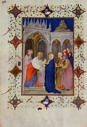 MS 11060-11061 Notre Damen aukioloajat: Ei mitään, esitys temppelissä, "Tres Riches Heures du Duc de Berry"
