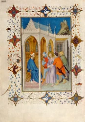 MS 11060-11061 Ristin tunnit: Prime, Kristus Pilatuksen edessä, Tres Riches Heures du Duc de Berrystä