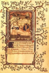 Ms Lat 18014 fol. 38 Syntymä, Les Petites Heures de Duc de Berry, n. 1385-90 (vellum)