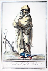 Böömin juutalainen kauppias "Encyclopedie des Voyages" -teoksesta, kaivertanut L.F. Labrousse